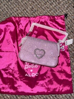 Aldo Pink Rhinestone Heart Top-Handle Mini Bag